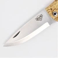 TBS Wolverine Puukko Folding Knife - Curly Birch - Multi Carry Belt Pouch